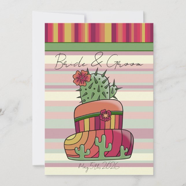 Invitation Gâteau de mariage Cactus (Devant)