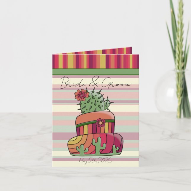 Invitation Gâteau de mariage Cactus (Devant)
