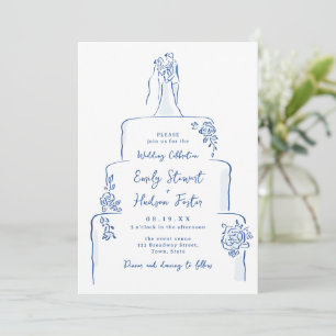 Invitation Gâteau de mariage fantaisiste dessiné à la main en