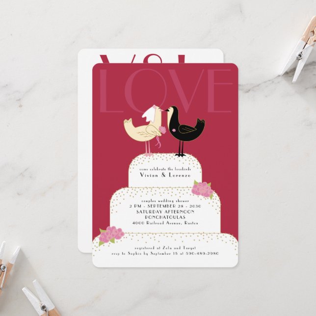 Invitation Gâteau de Mariage pour Enterrement de Vie de Jeune (Devant/Arrière en situation)