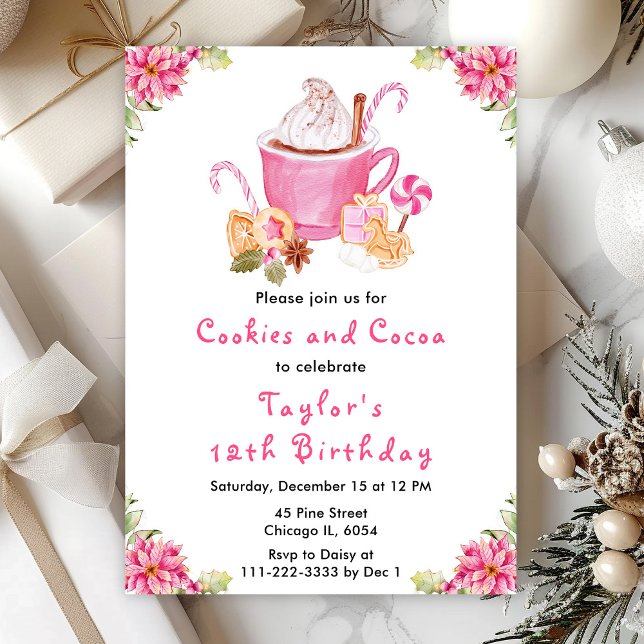 Invitation Gâteau de Noël et Fête d'Anniversaire au Chocolat  (Créateur téléchargé)