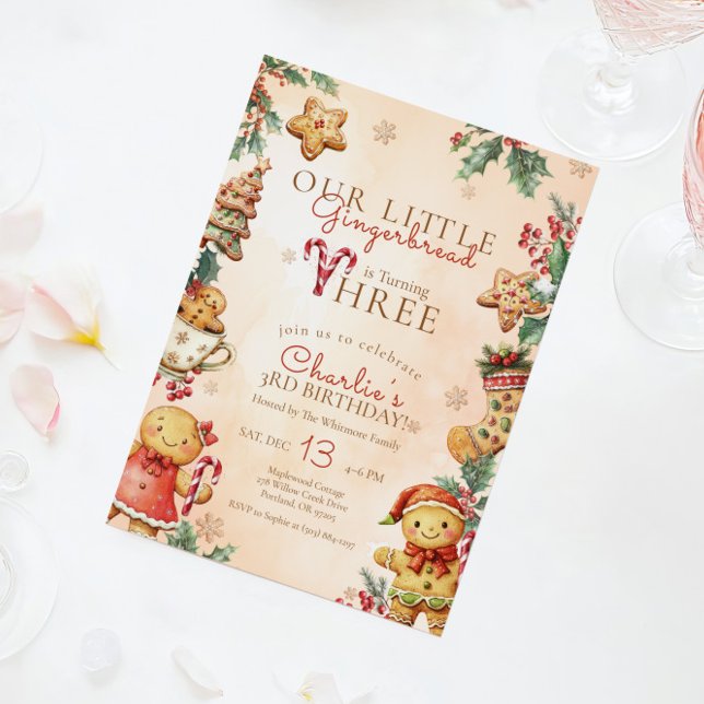 Invitation Gâteau de Noël pour un troisième anniversaire (Créateur téléchargé)