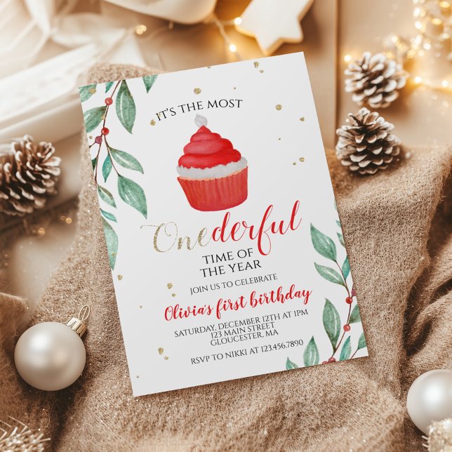 Invitation Gâteau De Noël Santa Incroyable Premier Anniversai (Créateur téléchargé)
