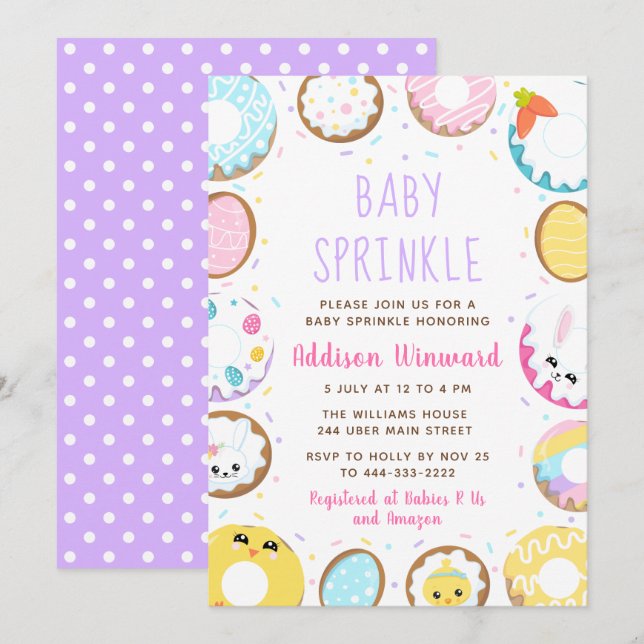 Invitation Gâteau de Pâques Bébé Sprinkle (Devant / Derrière)