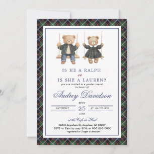 Invitation Gâteau de révélation du sexe Tartan Plaid