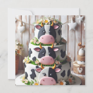 INVITATION GÂTEAU DE VACHE NOIRE ET BLANCHE ANNIVERSAIRE