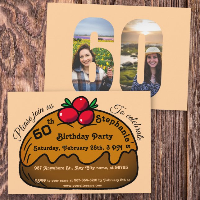 Invitation Gâteau Donut au Chocolat pour les 60 ans de Pêche  (Créateur téléchargé)