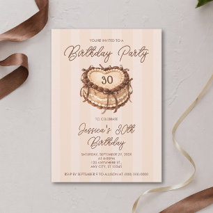Invitation Gâteau en forme de cœur pour anniversaire
