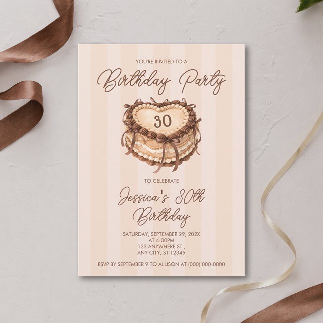 Invitation Gâteau en forme de cœur pour anniversaire (Créateur téléchargé)
