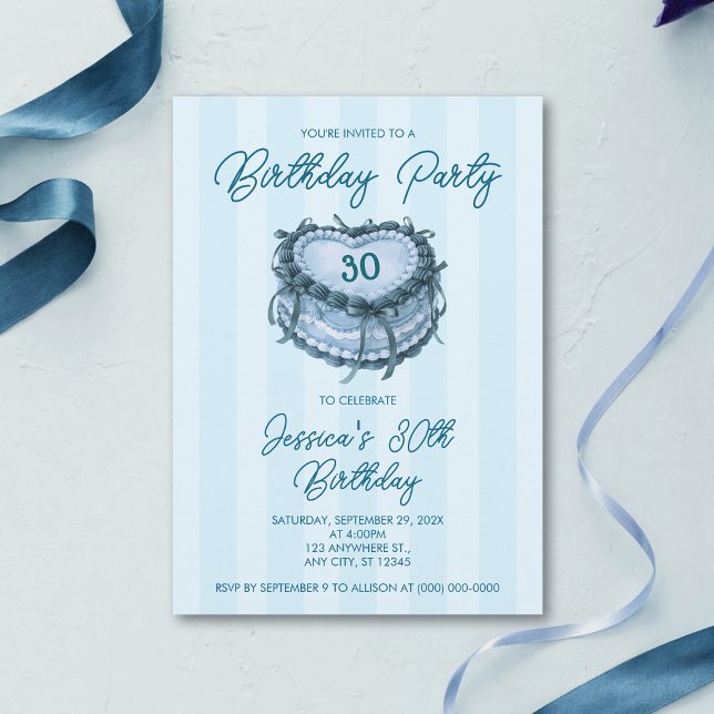 Invitation Gâteau en forme de cœur pour anniversaire Coquette (Créateur téléchargé)