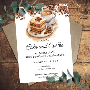 Invitation Gâteau et café 40e anniversaire adulte