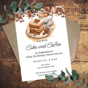 Invitation Gâteau et café 80e anniversaire adulte