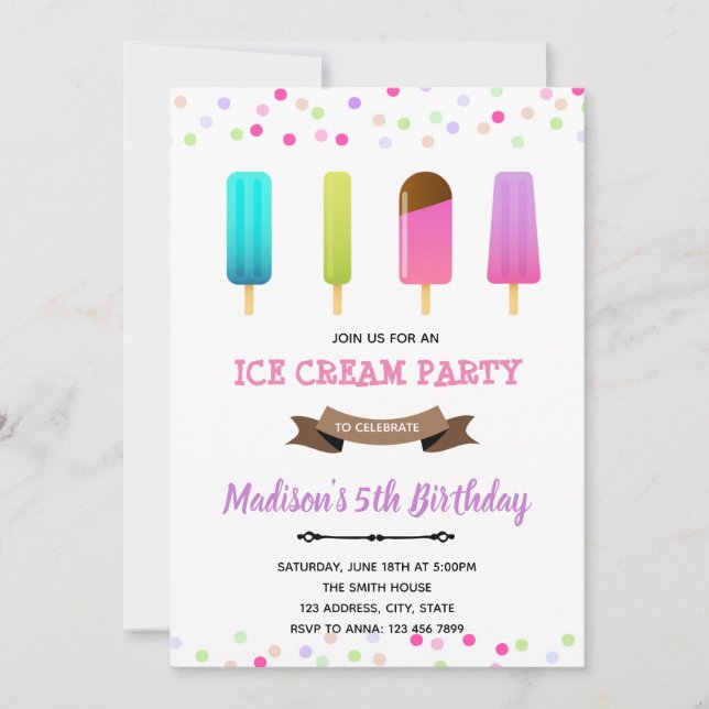 Invitation Gâteau glacé anniversaire anniversaire (Devant)