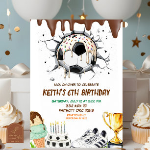 Invitation Gâteau Glacé Qui Dégouline Foot Été Anniversaire