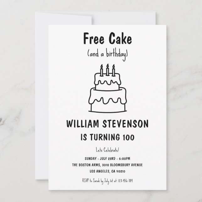 Invitation Gâteau gratuit drôle Blague Simple Anniversaire 10 (Devant)