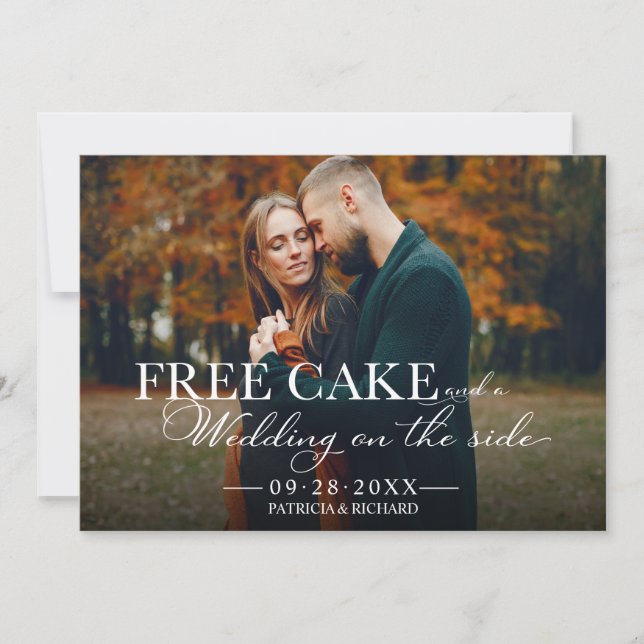 Invitation Gâteau gratuit drôle mariage économiser la date ph (Devant)