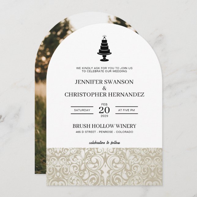 Invitation Gâteau mariage (Devant / Derrière)