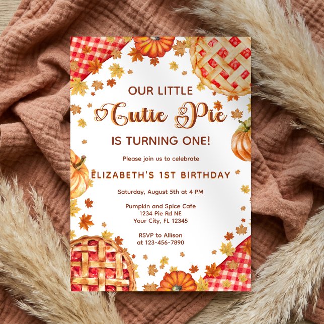 Invitation Gâteau Mignon Citrouille Garçon Fille Fête 1er Ann (Créateur téléchargé)