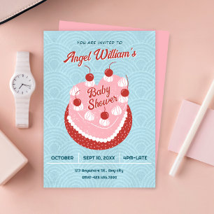 Invitation Gâteau mignon cœur baby shower