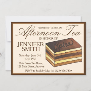 Invitation Gâteau Opéra Mariage Shower Thé à cinq heures