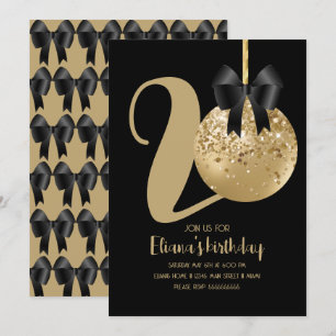 Invitation Gâteau Pop Cake d'anniversaire 20 ans Noir