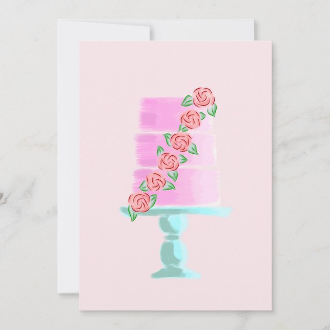 Invitation Gâteau rose à 3 étages (Devant)