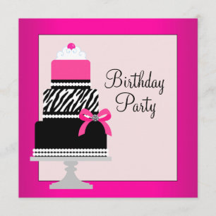 Invitation Gâteau rose Cupcake Fête d'anniversaire