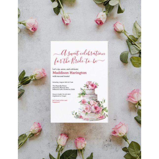 Invitation Gâteau rose pâtissier rose Fête des mariées Roses  (Créateur téléchargé)