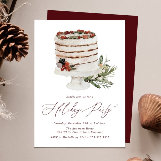 Invitation Gâteau rustique d'hiver Fête de Noël (Créateur téléchargé)
