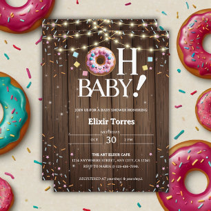 Invitation Gâteau Rustique Oh Bébé Donut & Kawaii Baby Shower