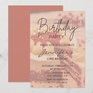 Invitation Gâteau simple moderne élégant 63e anniversaire