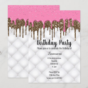 INVITATION GÂTEAU TUFÉ EN CHOCOLAT ROSE TOUTE OCCASION ANNIVE