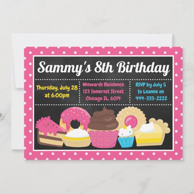 Invitation Gâteaux amusants et fêtes d'anniversaire (Devant)