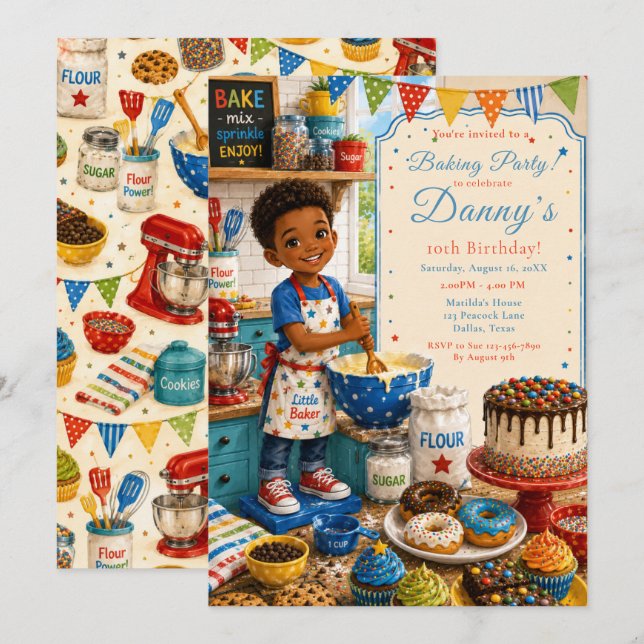 Invitation Gâteaux d'anniversaire pour enfants (Devant / Derrière)