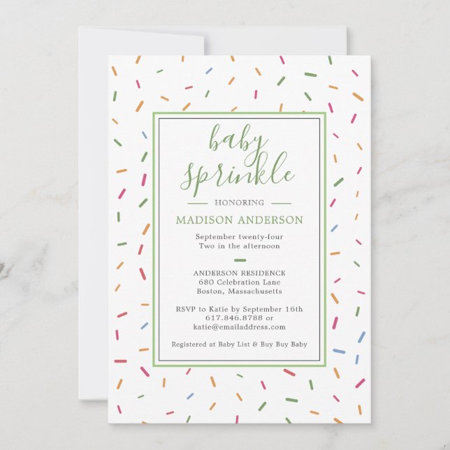Invitation Gâteaux de bébé arc-en-ciel Baby Sprinkle Shower p (Devant)