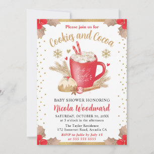 Invitation Gâteaux de Noël à l'aquarelle et Baby Shower au ca