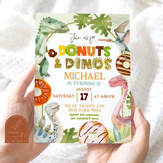 Invitation Gâteaux Donuts Garçon Dinosaure et Fête d'Annivers (Créateur téléchargé)