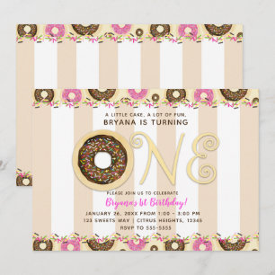 Invitation Gâteaux Donuts Marron Crème avec Paillettes pour P