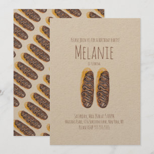 Invitation Gâteaux eau-forte Donut 11e Anniversaire Éclairs a