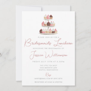 Invitation Gâteaux Élégants Aquarelle Déjeuner des Demoiselle