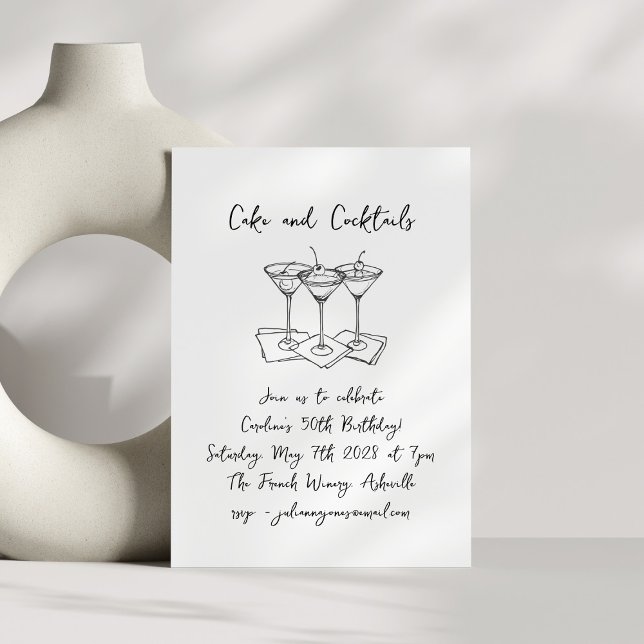 Invitation Gâteaux manuscrits cocktails gribouillages fête d' (Créateur téléchargé)
