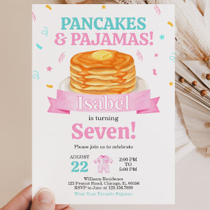 Invitation Gâteaux roses et pyjama pour un anniversaire