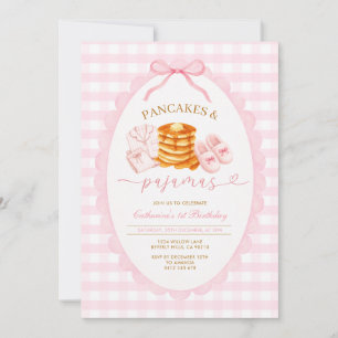 Invitation Gâteaux roses et pyjamas pour un troisième anniver