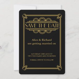Invitation GATSBY ART DECO mariage ENREGISTRER LA DATE