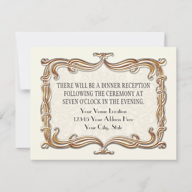 Invitation Gatsby Art Déco Nouveau dentelle Faux Gold Tulip (Devant)