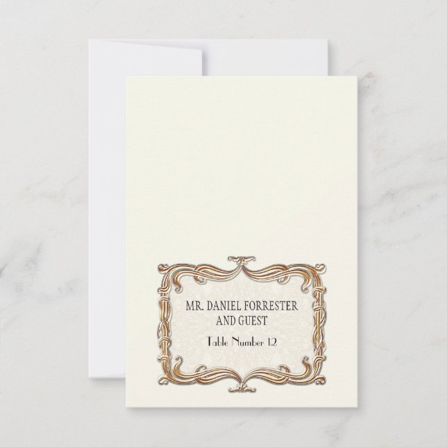 Invitation Gatsby Art Déco Nouveau dentelle Faux Gold Tulip (Devant)