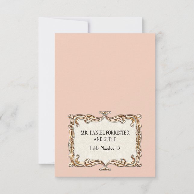 Invitation Gatsby Art Déco Nouveau Dentelle Faux Or Tulipe (Devant)