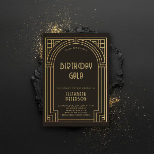 Invitation Gatsby Art Déco Nouveau Gold Roaring 20s Anniversa