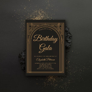 Invitation Gatsby Art Déco Roaring 20s Elégant Anniversaire d