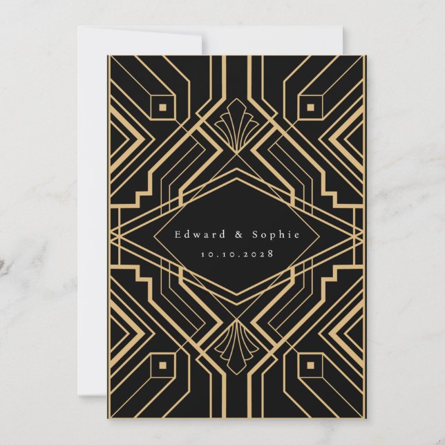 Invitation Gatsby Effect Wedding Enregistrer la date (Devant)